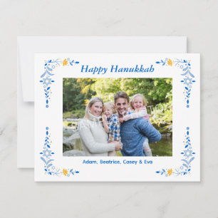 Festividades Cartão de Férias com Foto Plana de Hanukkah Feliz