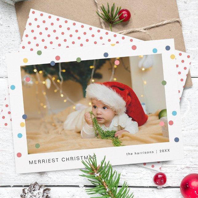 Festividades Cartão de Férias com Iluminação Moderna e Foto (Modern Lights Photo Flat Holiday Card)