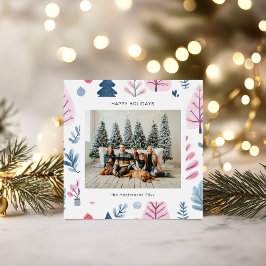 Festividades Cartão de Férias com Ilustrações em Estilo de Dese