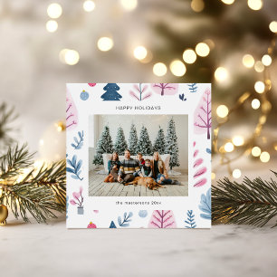 Festividades Cartão de Férias com Ilustrações em Estilo de Dese