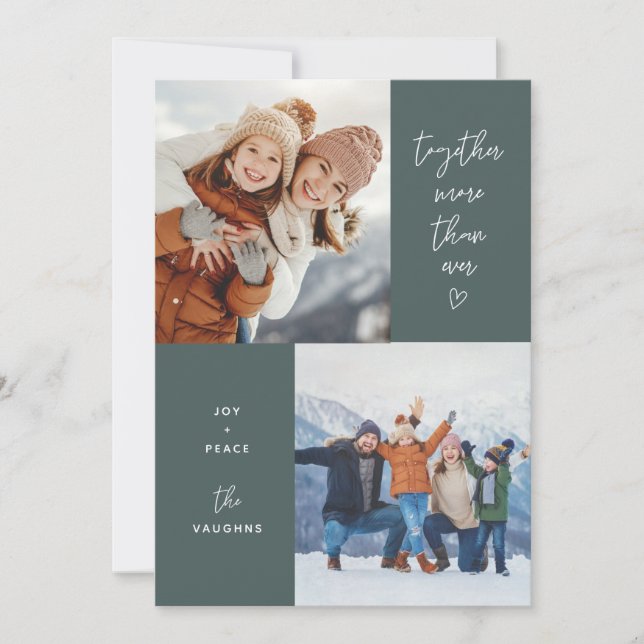 Festividades Cartão De Férias Com Mais De 2 Fotos, Juntos Verde (Frente)
