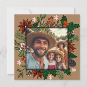 Festividades Cartão de Férias com Moldura de Foto de Natal