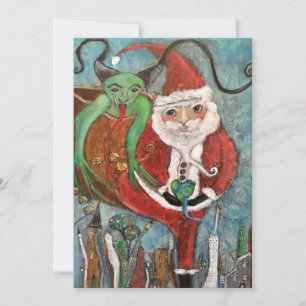 Festividades Cartão de Férias com Papai Noel Bonzinho ou Malvad