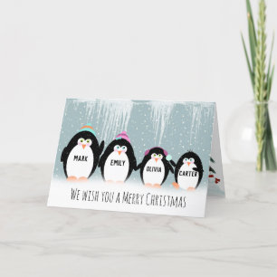 Festividades Cartão de Férias da Família Penguin Natal