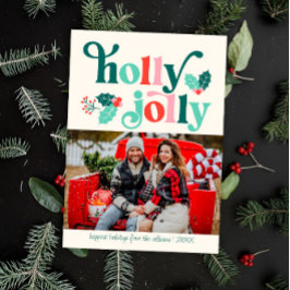 Festividades Cartão de Férias da Família Retro Holly Jolly