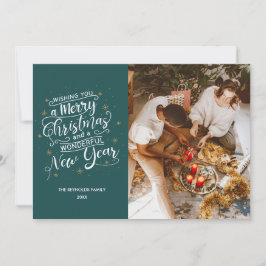 Festividades Cartão de Férias da Família Teal Feliz de Natal