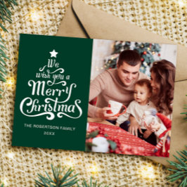 Festividades Cartão de Férias da Família Verde Feliz Natal