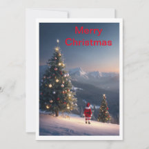 Cartão de Férias da Montanha Nevada do Papai Noel 