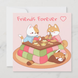 Festividades Cartão de férias de amigos Kawaii