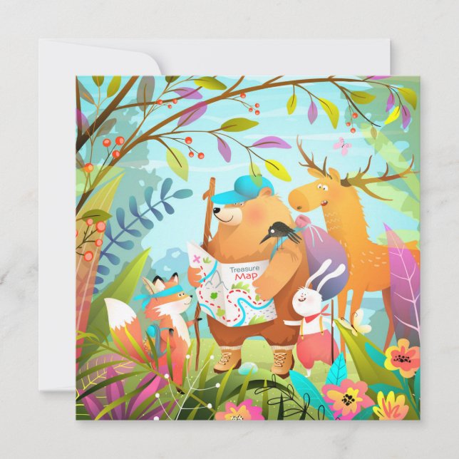 Festividades Cartão de Férias de Animais Fofos (Frente)