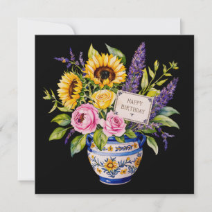 Festividades Cartão de férias de aniversário & buquê de flores