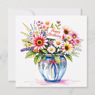 Festividades Cartão de férias de aniversário & buquê de flores