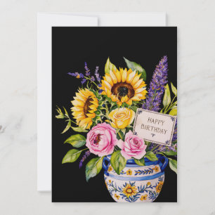 Festividades Cartão de férias de aniversário & buquê de flores