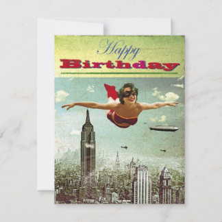 Festividades Cartão de Férias de Aniversário da Vintage Girl Vo