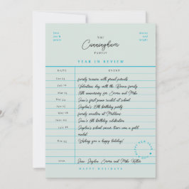 Festividades Cartão de Férias de Ano em Revisão do Cartão de Bi