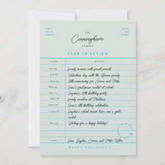 Festividades Cartão de Férias de Ano em Revisão do Cartão de Bi