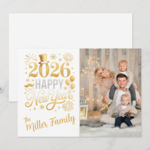 Festividades Cartão de Férias de Ano Novo com Foto Personalizad