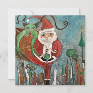 Festividades Cartão de Férias de Arte do Papai Noel Bonzinho ou