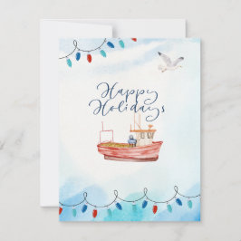 Festividades Cartão de Férias de Barco Feliz Natal