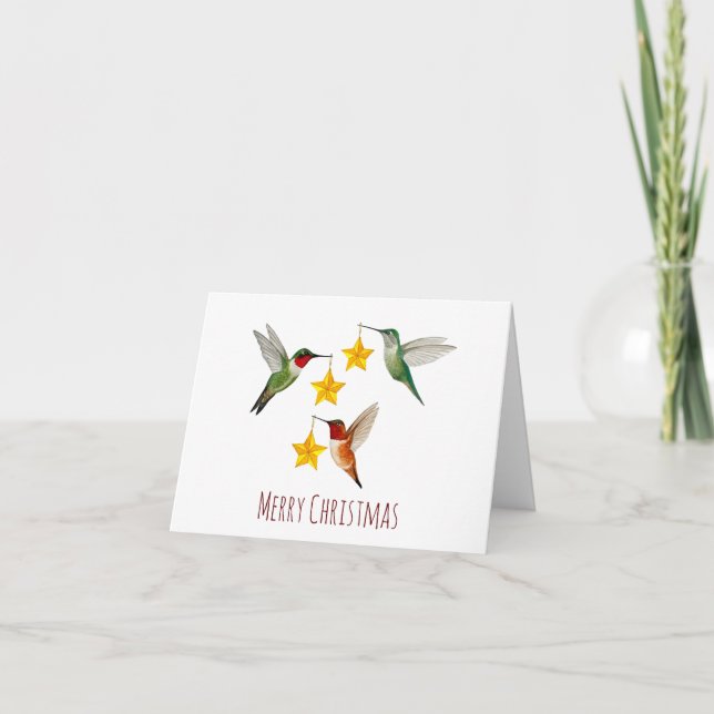 Festividades Cartão de Férias de Beija-flores Dobrados (Frente)