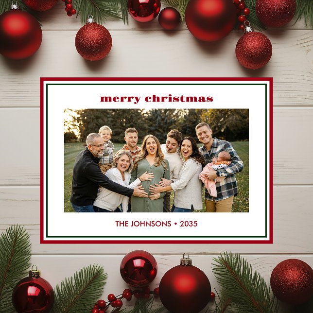 Festividades Cartão de Férias de Borda Vermelha Mínima Moderna (Criador carregado)