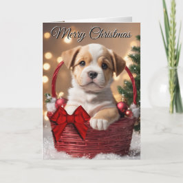 Festividades Cartão de Férias de Cãozinho-Bulldog de Natal
