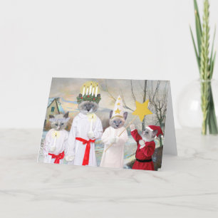 Festividades Cartão de Férias de Celebração de Gatinhos Santa L