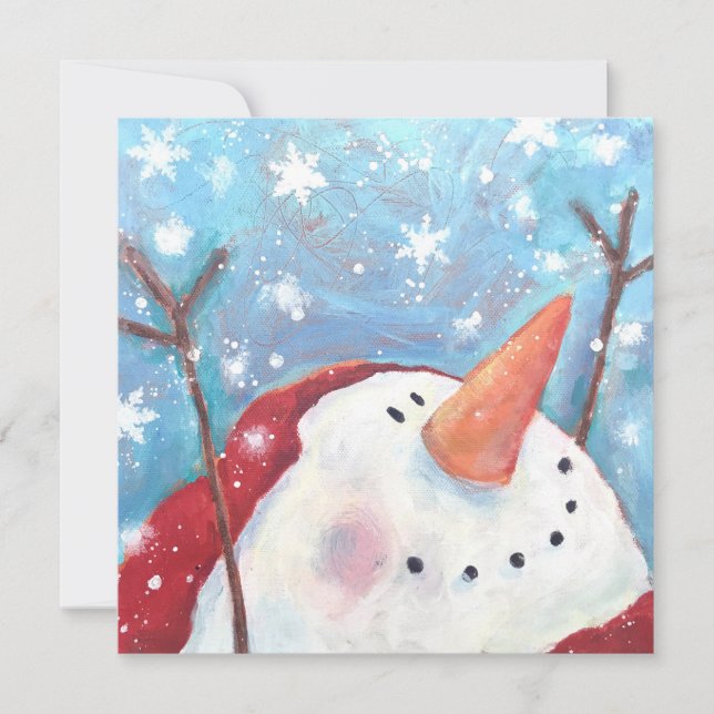 Festividades Cartão de Férias de Celebração de Snowman (Frente)