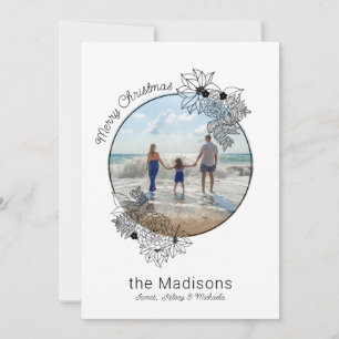 Festividades Cartão de Férias de Círculo Floral Feliz de Natal