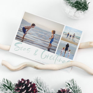 Festividades Cartão de Férias de Colagem de Fotos em Praia do S