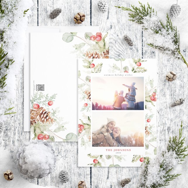 Festividades Cartão de Férias de Cotton Winter Greenery 2 (Criador carregado)
