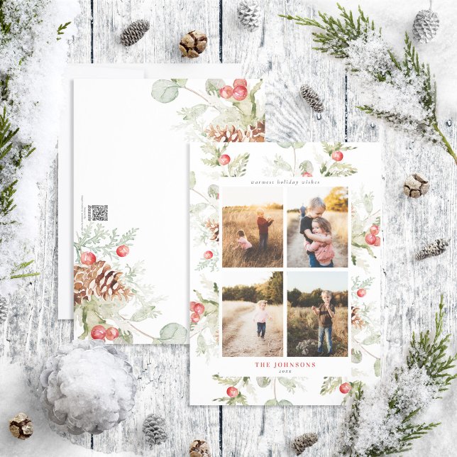 Festividades Cartão de Férias de Cotton Winter Greenery 4 (Criador carregado)