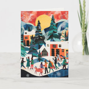 Festividades Cartão de Férias de Design Abstrato