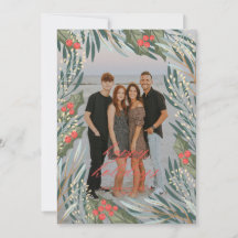 Cartão de Férias de Feriado Elegante Greenery