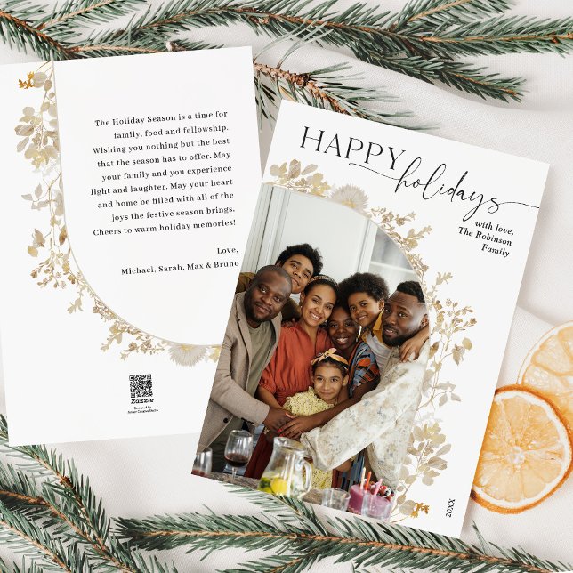 Festividades Cartão de Férias de Foto 1 Preto e Branco Minimali (Criador carregado)