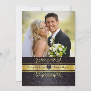 Festividades Cartão de Férias de Foto Chic Dourado