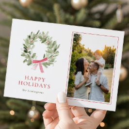 Festividades Cartão de Férias de Foto com Coroa de Verdura Mode