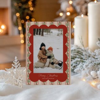 Festividades Cartão de Férias de Foto com Moldura de Musgo Nata