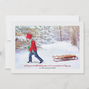Festividades Cartão de Férias de Foto com Moldura de Neve de In