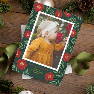 Festividades Cartão de Férias de Foto de Flores de Arte Folclór