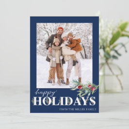 Festividades Cartão de Férias de Foto de Natal Verde Elegante