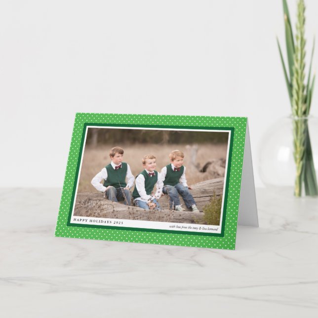 Festividades Cartão de Férias de Foto Dobrada com Moldura Verde (Frente)
