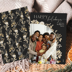 Festividades Cartão de Férias de Foto Elegante Dourado Sombrio 