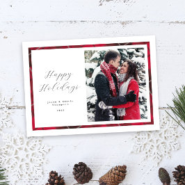Festividades Cartão de Férias de Foto em Xadrez Vermelho Bonito