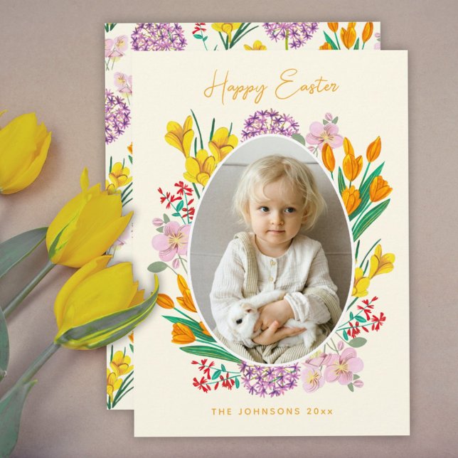 Festividades cartão de férias de foto floral de Páscoa (Criador carregado)