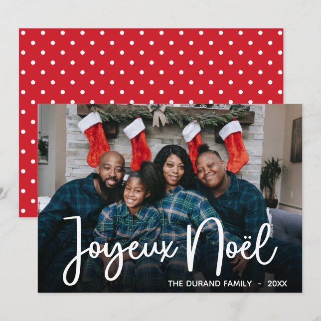 Festividades Cartão de Férias de Foto Joyeux Noel Moderno (Frente/Verso)