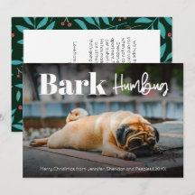 Cartão de Férias de Foto Personalizada Bark Humbug