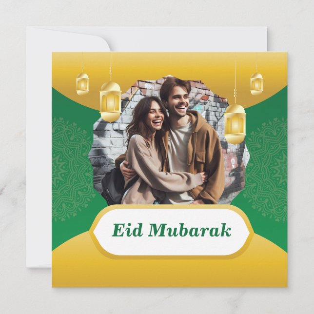 Festividades Cartão de Férias de Foto Personalizado do Eid Muba (Frente)