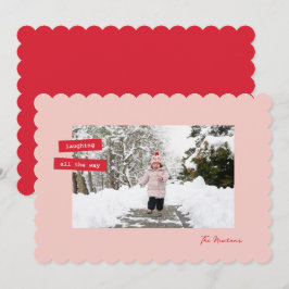 Festividades Cartão de Férias de Foto Única Rotulado Vermelho