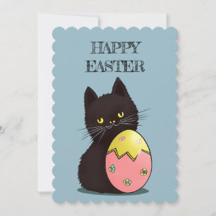 Festividades Cartão de férias de gato preto páscoa